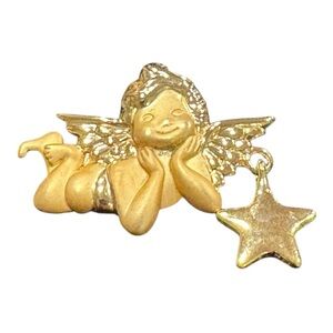 American Jewelry Chain Vintage Gold Tone Happy Cherub w/ star dangle JB4
